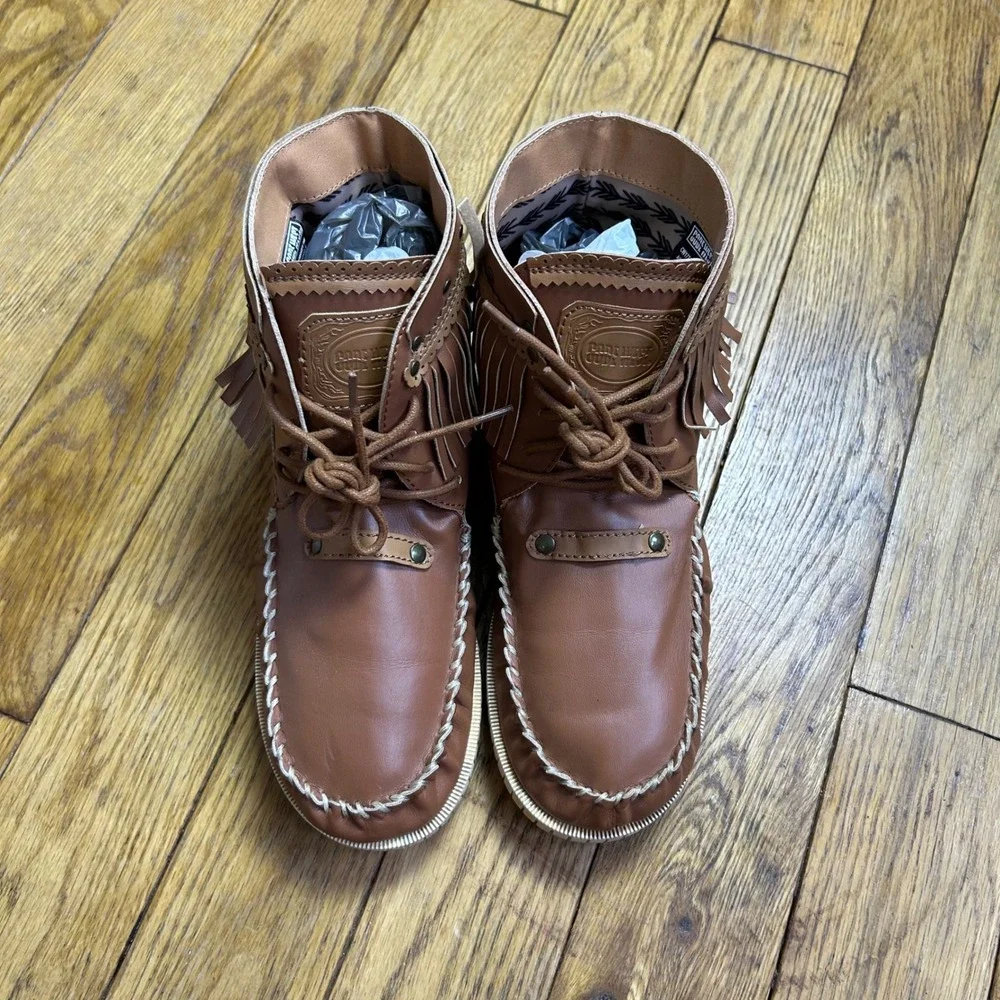 Code West Whiskey Fringe Moccasin Ankle Boots Brown Western Boho Mens